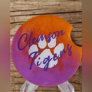 Clemson Tiger Car Coaster Set Of 2